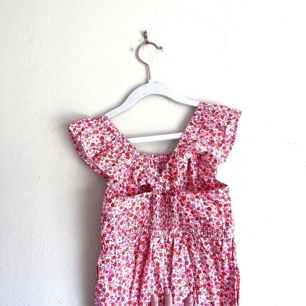 Tea Collection Girls Size 5 Plaid Jumpsuit Romper Pink White Ruffle Tie Waist - Picture 4 of 7